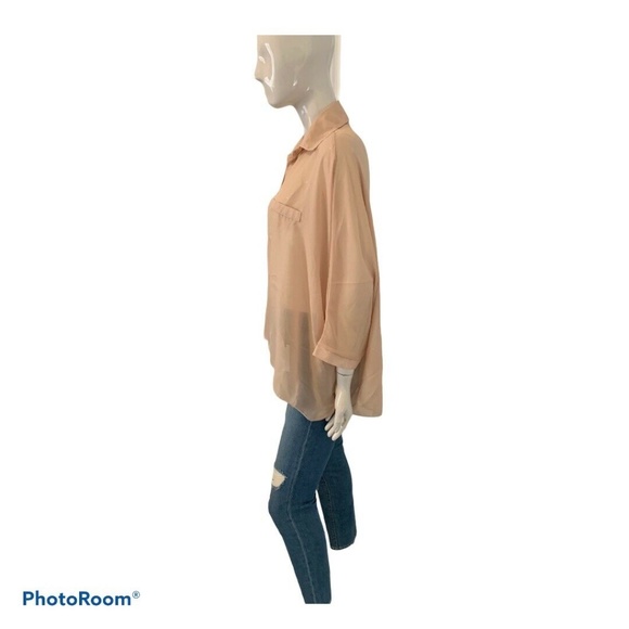 New Unbranded Collared Soft Pink top S/M - Picture 6 of 9